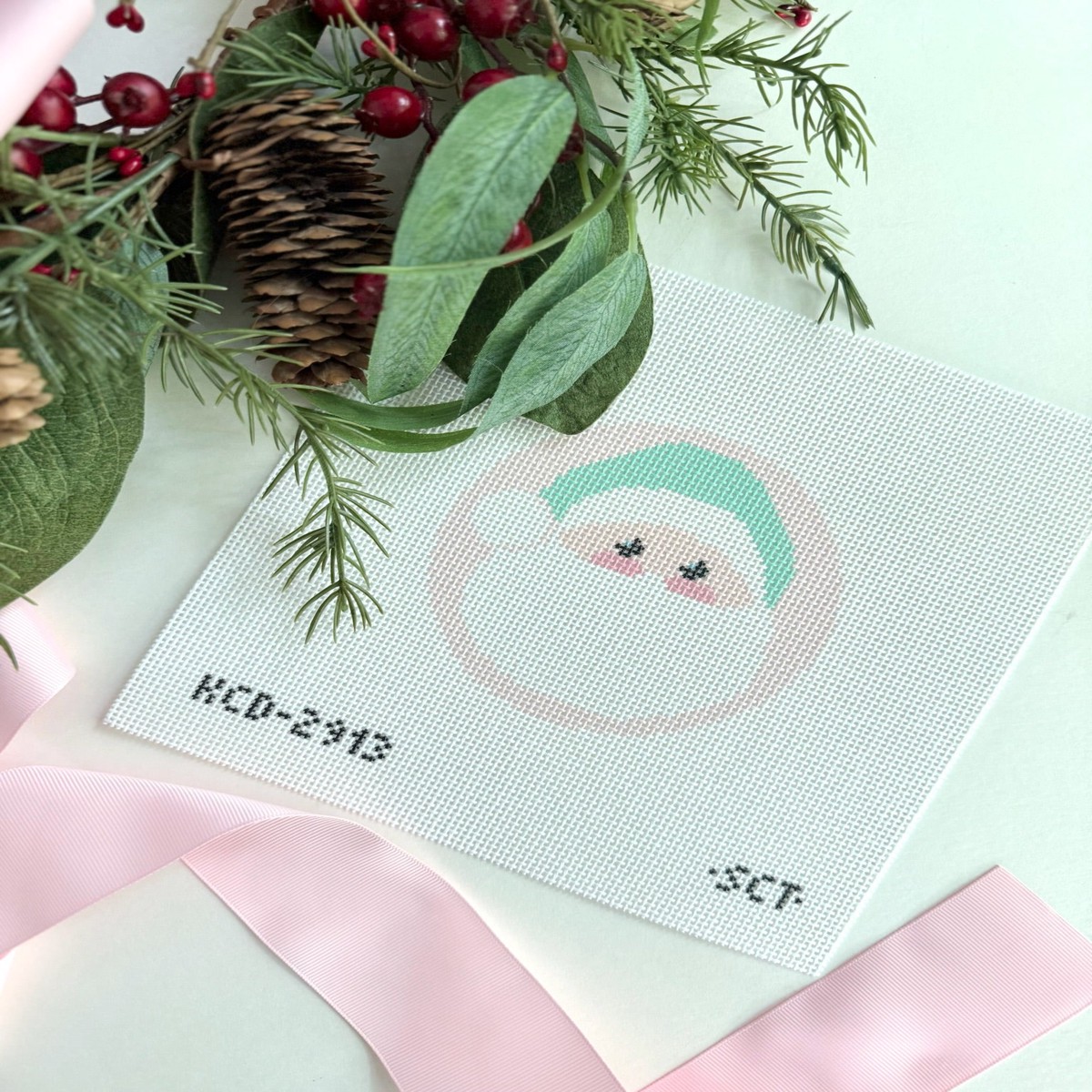 Pink Santa Round Canvas