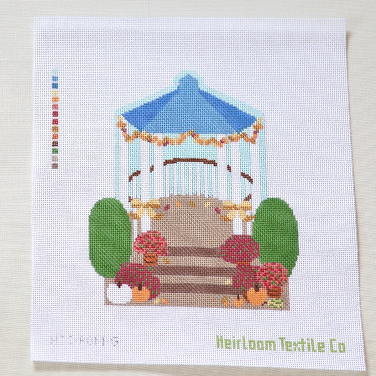 Autumn on Main St Gazebo Needlepoint Canvas
