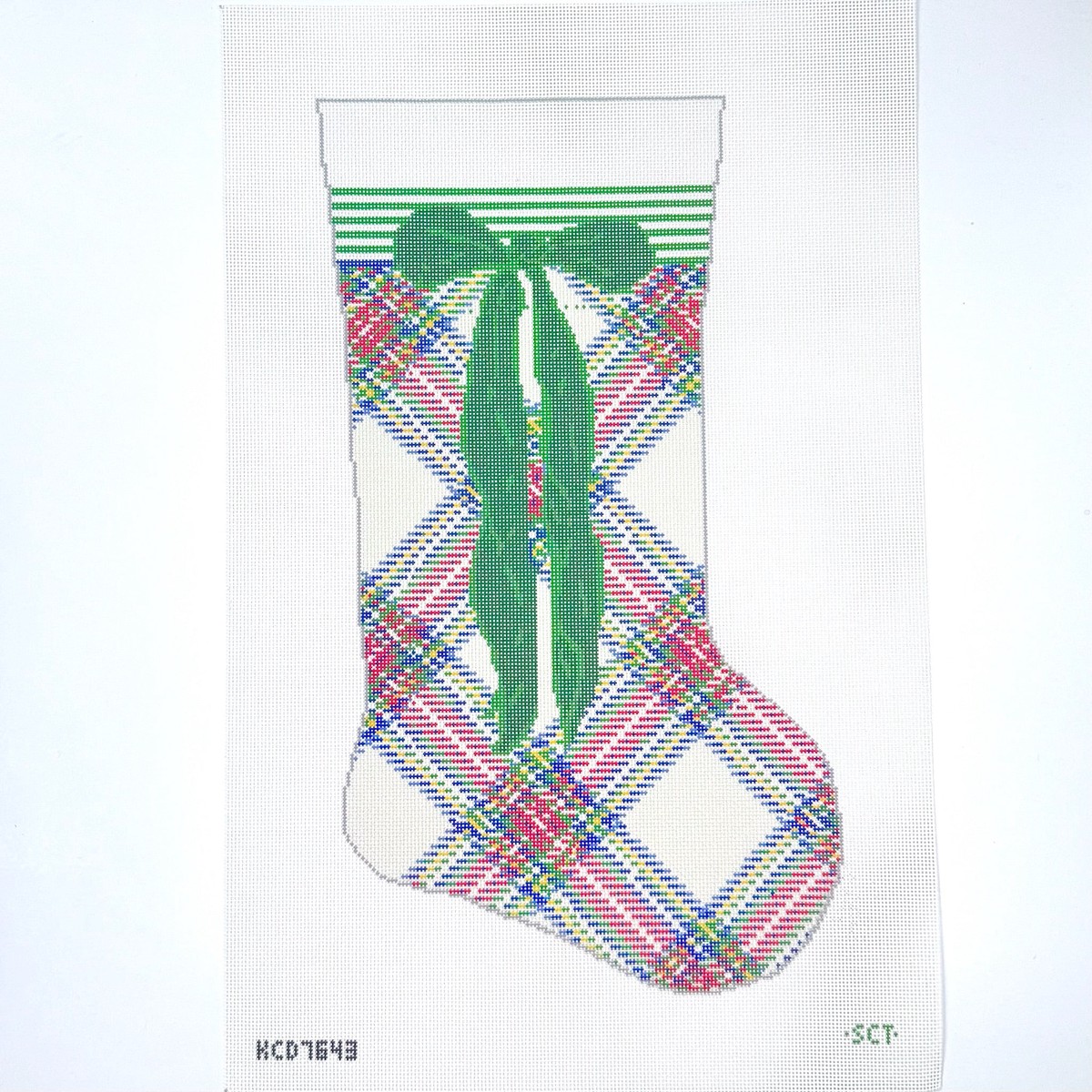 Cream Tartan Stocking Needlepoint Canvas