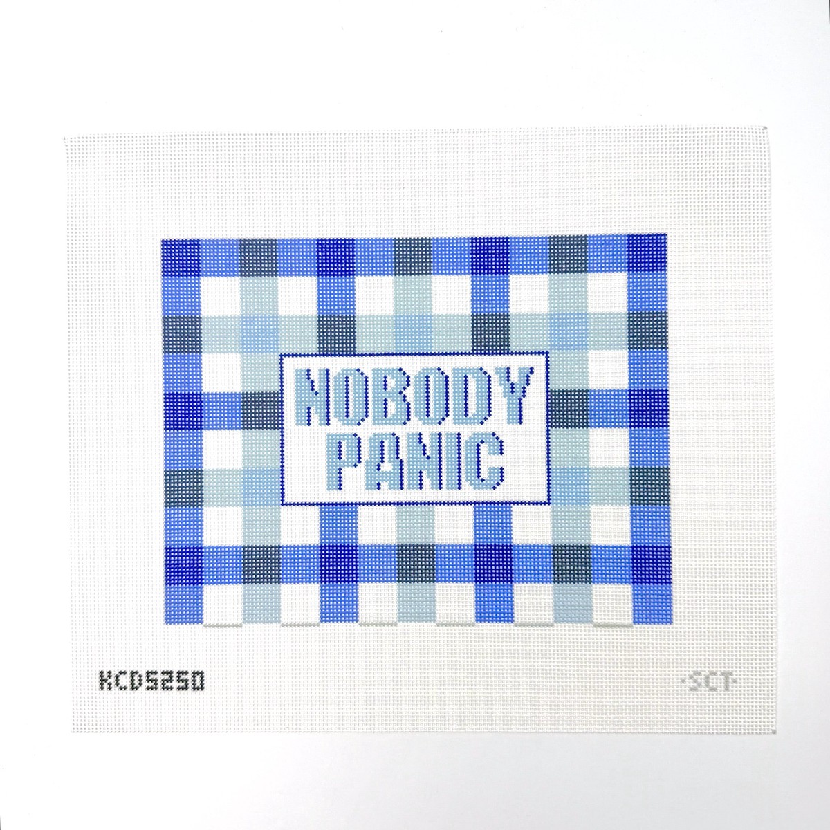 Nobody Panic - Blue Needlepoint Canvas