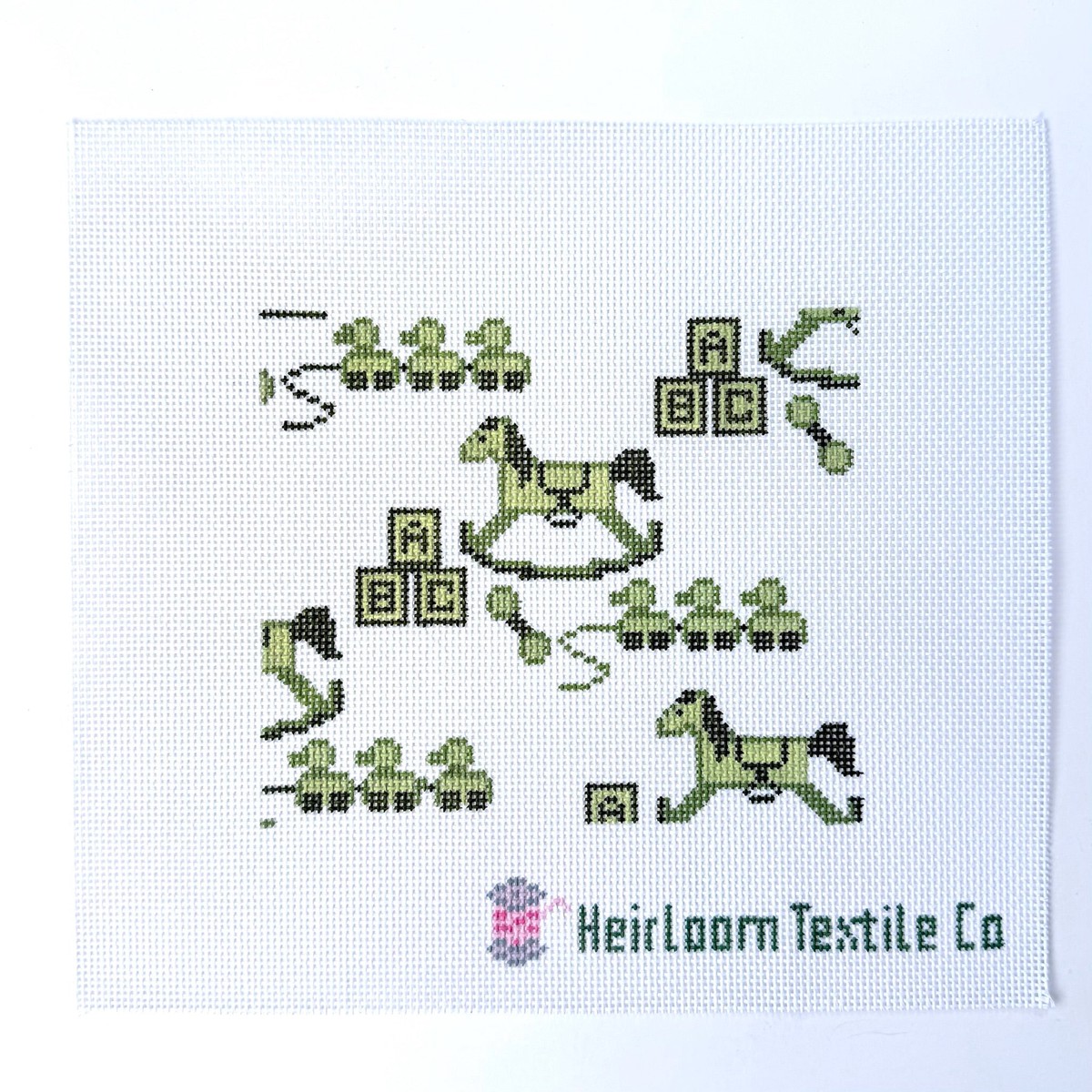 Nursery Toile - Green Needlepoint Canvas