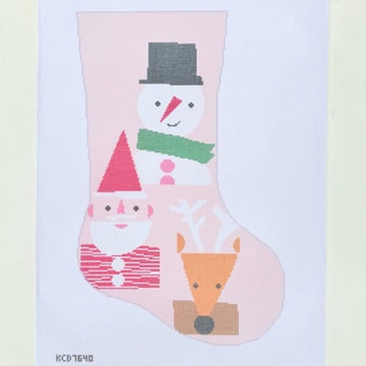 Santa, Reindeer, and Snowman Stocking Needlepoint Canvas