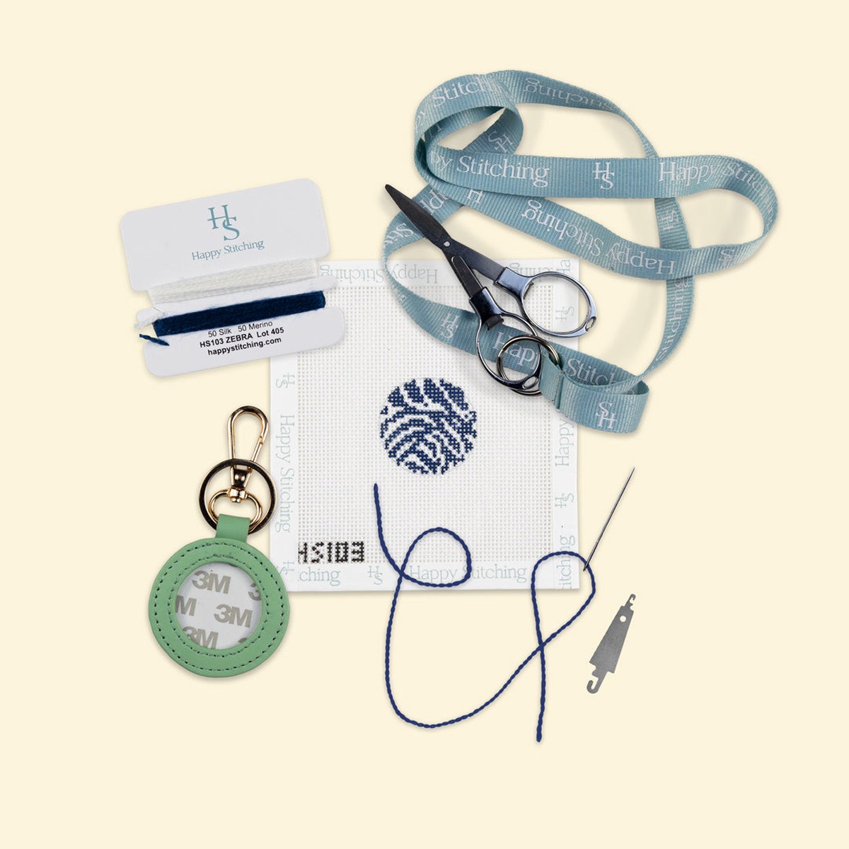 "Zebra Dot" Happy Stitching All-In-One Key Fob/Bag Tag Kit