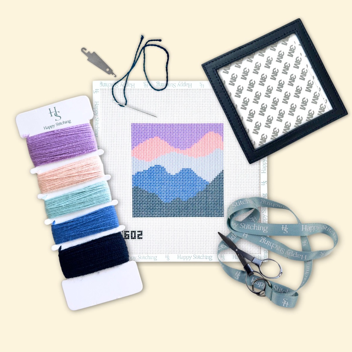 "Moody Mountains" Happy Stitching All-In-One Coaster Kit