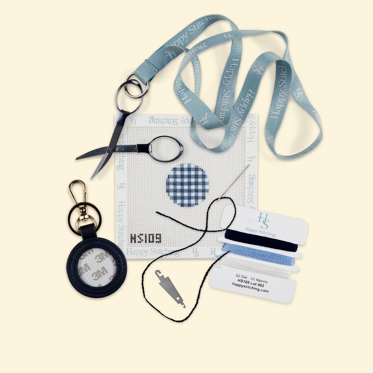 "Plaid Circle" Happy Stitching All-In-One Key Fob/Bag Tag Kit