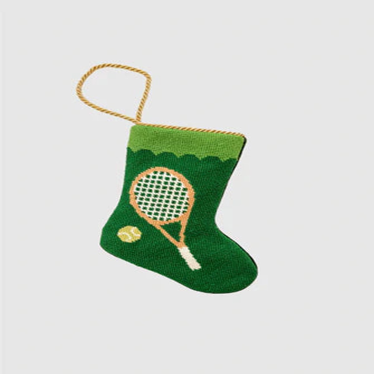Finished Bauble Stocking: Grand Slam Tennis Racquets in Green