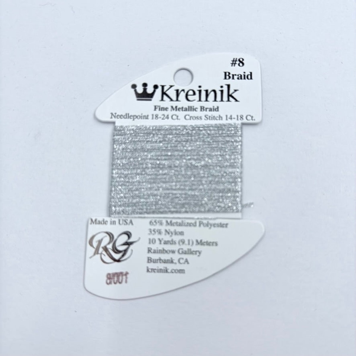 Kreinik Card Size 8 001 Silver