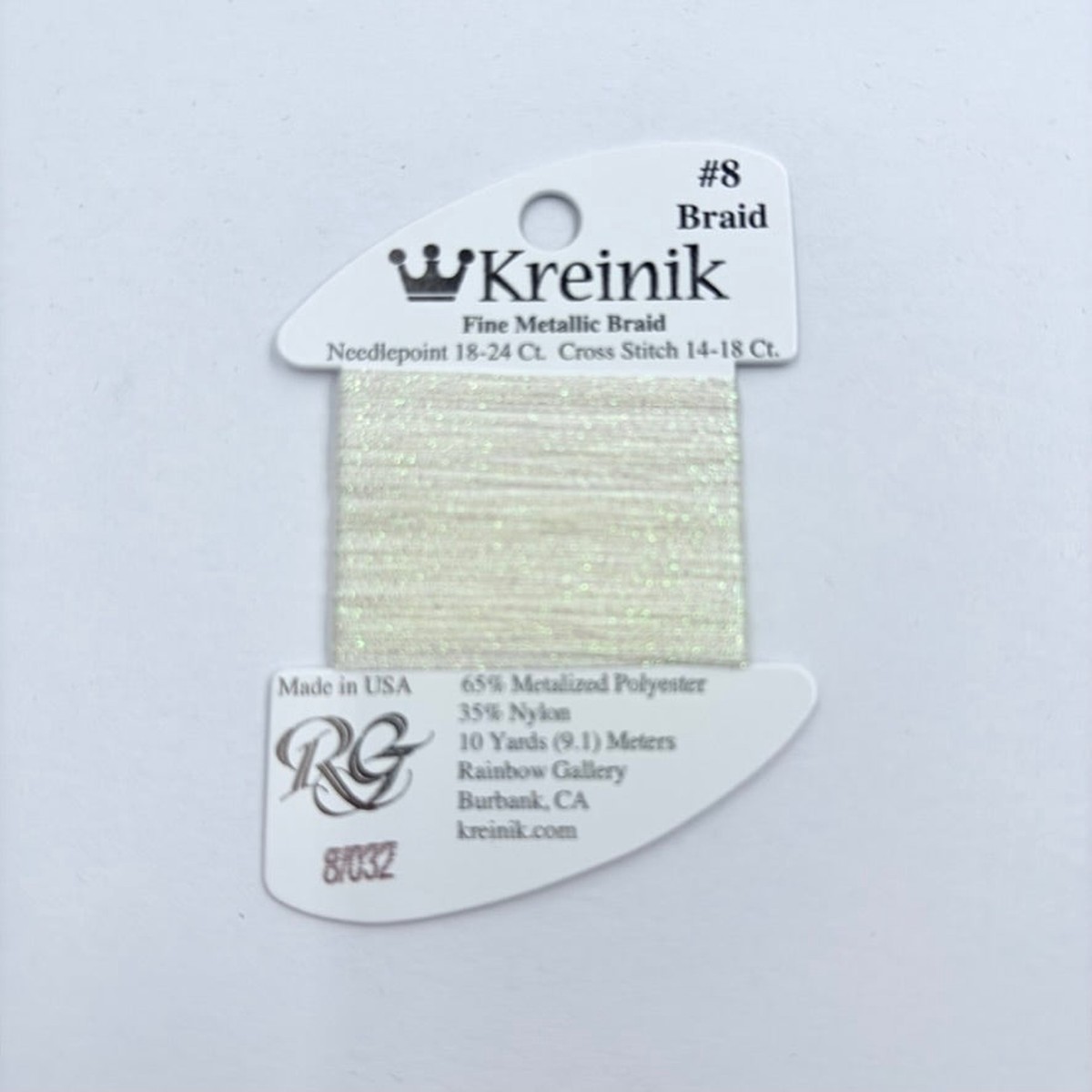 Kreinik Card Size 8 032 Pearl