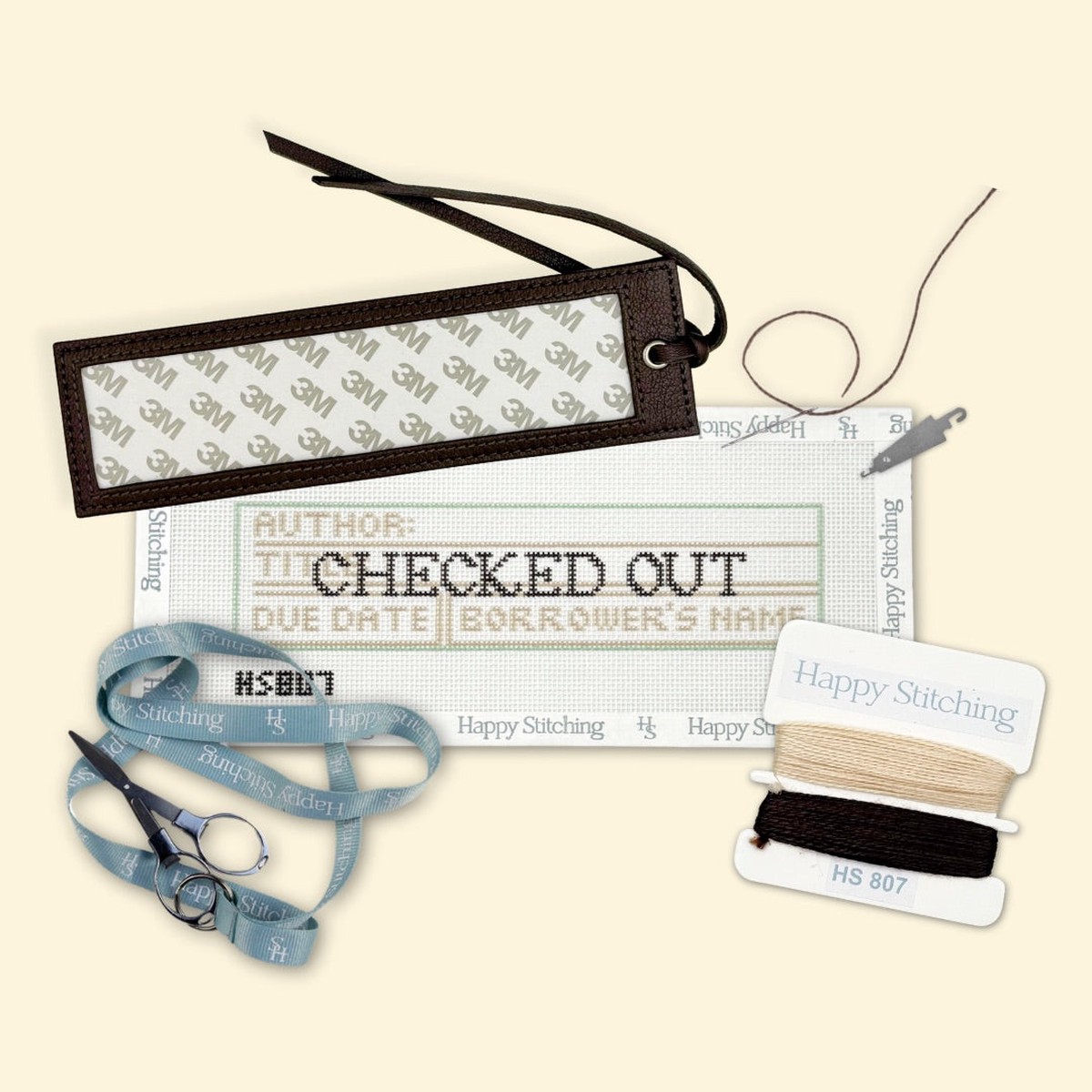 "Checked Out" Happy Stitching All-In-One Bookmark Kit