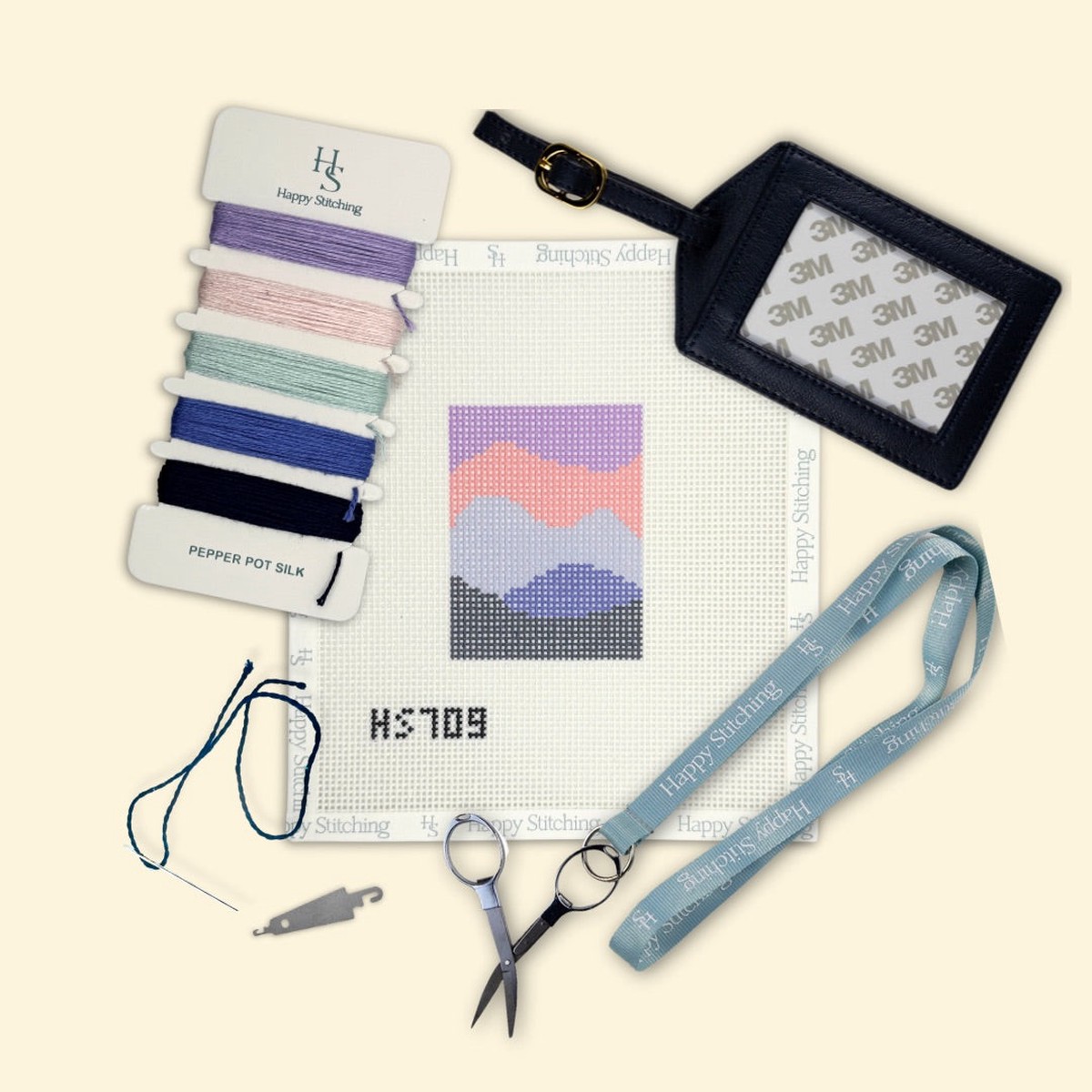 "Call of the Mountains" Happy Stitching All-In-One Luggage Tag Kit