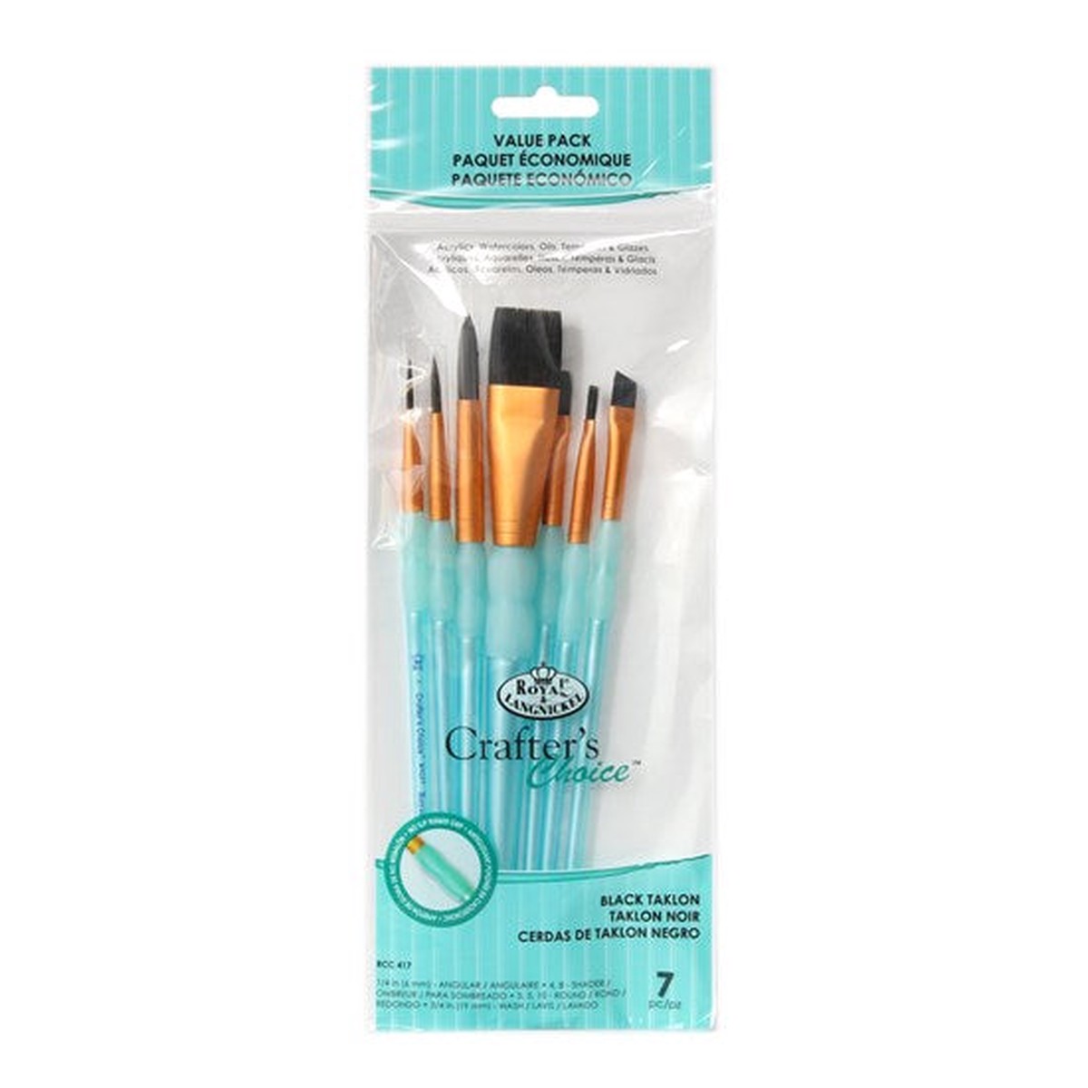 Set of 7 Black Taklon Brushes Angular