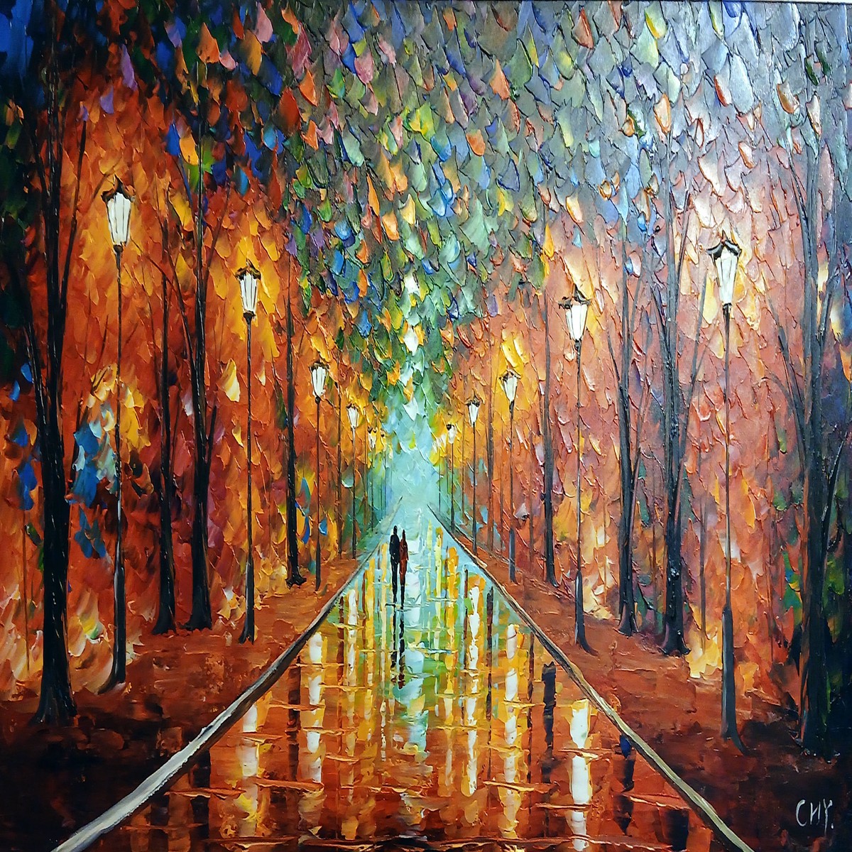 'Autumn Stroll' - Stretched Canvas Original Art